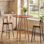 Table de bar ronde 39,37 po, table bistro en bois massif avec cadre robuste