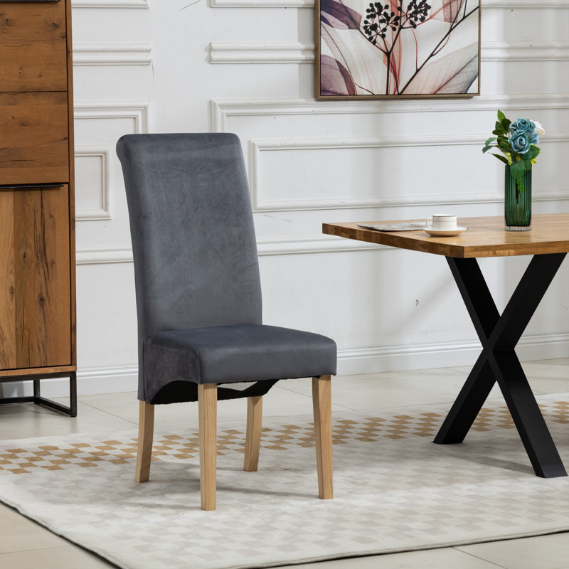 Rimini 0cm H Upholstered Dining Chair, Velvet/Dark Grey