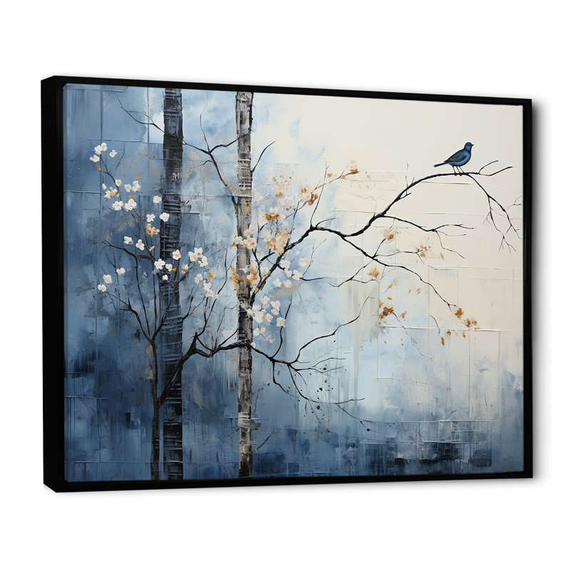 «Minimalisme beige et bleu campagne III», impression sur toile encadrée campagne, H 12 po x l 20 po x P 1 po