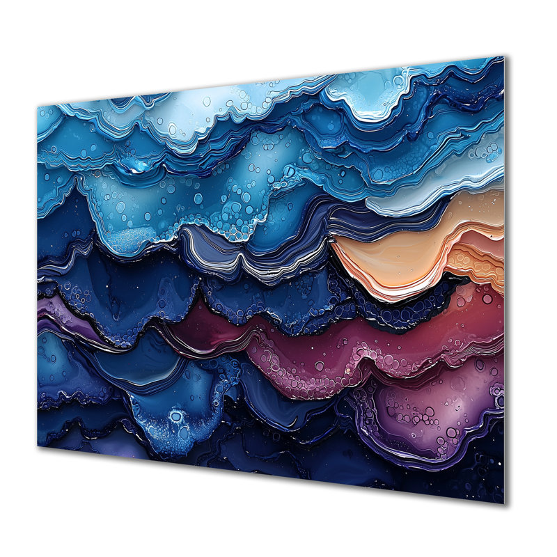 Danse chromatique bleu Biomorphism I - impression d'art moderne sur métal, art mural abstrait en minimalisme, 12" H x 20" W
