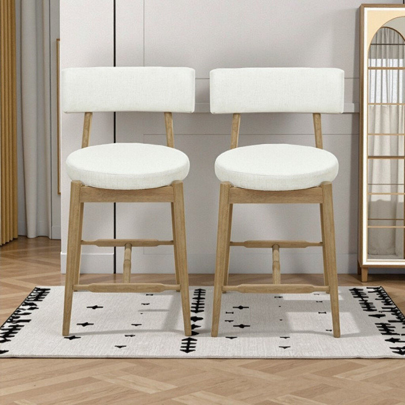 Ensemble de 2 tabourets de comptoir Mid Century, Naturel