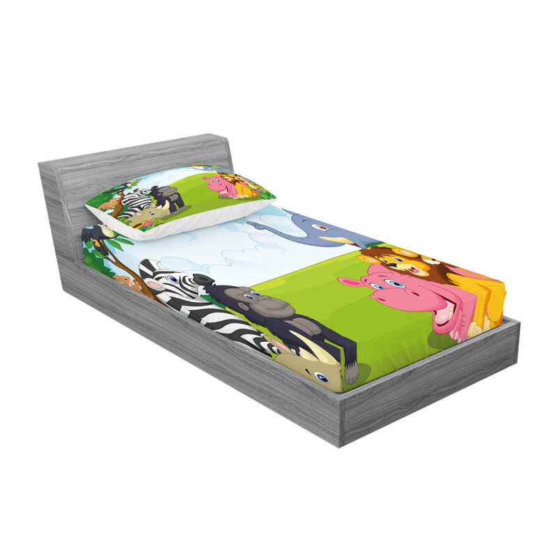 Multicolore ensemble de draps et taies décoratives pour animaux Ambesonne, Ensemble de draps pour lit simple + 1 drap-housse 