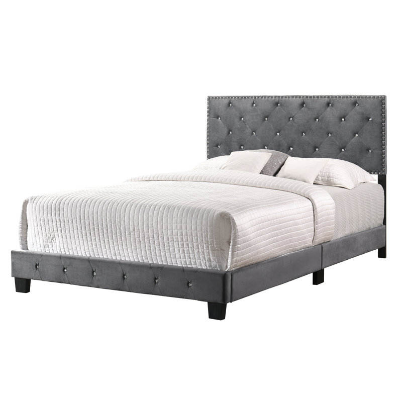 Suffolk Upholstered Bed, Full, Gray