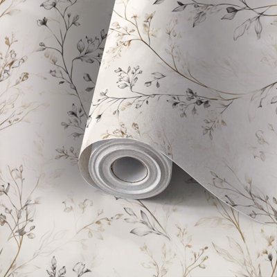 Peel and Stick Wallpaper Contact Paper Minimalist Botanical Ink Floral Design Matte Self Adhesive and Removable 24in x 118in(60x300cm)