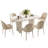 55.11" Modern Cream White Dining Table Set With 6 Chairs For Kitchen, Bar, Living Room-1200877694-1200877692