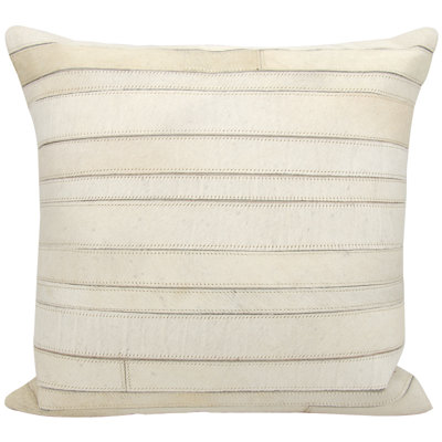 Natural Leather And Hide Striped Throw Pillow