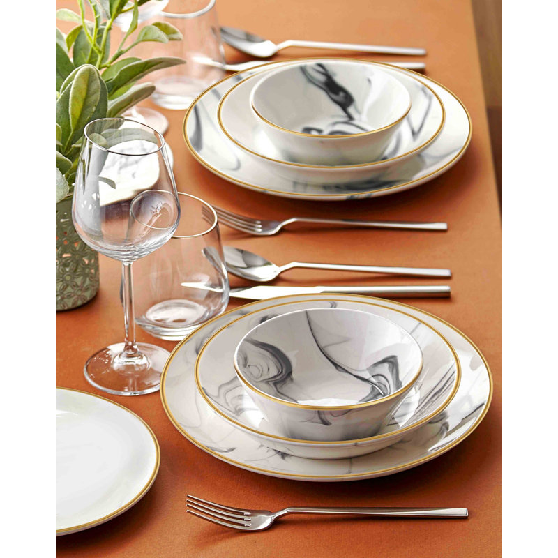 Service de table 18 pièces, service pour 6 Adelone, Gris / blanc