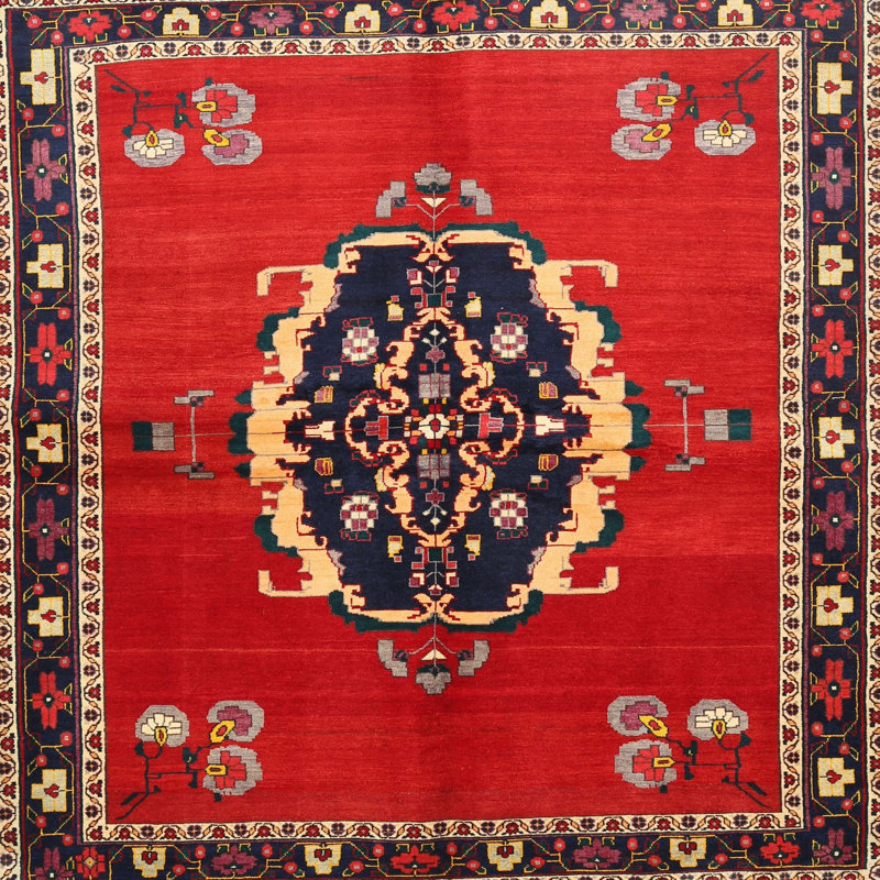 Tapis oriental rouge / beige, Carré 3 pi
