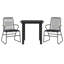 3 Piece Garden Dining Set Black PVC Rattan
