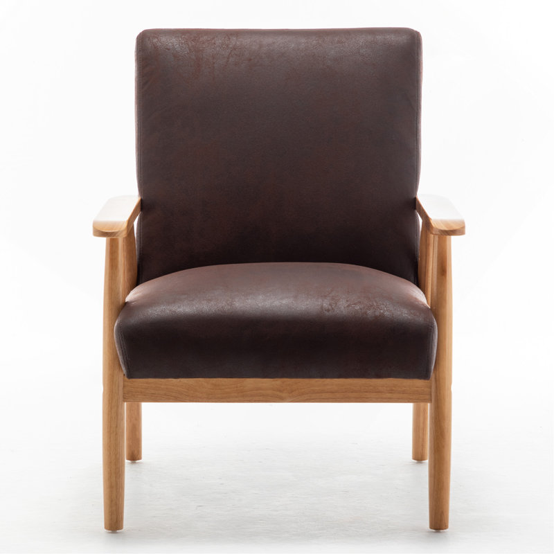 Fauteuil de style Mid-Century moderne de 25,38 po de largeur, brun foncé, Marron foncé
