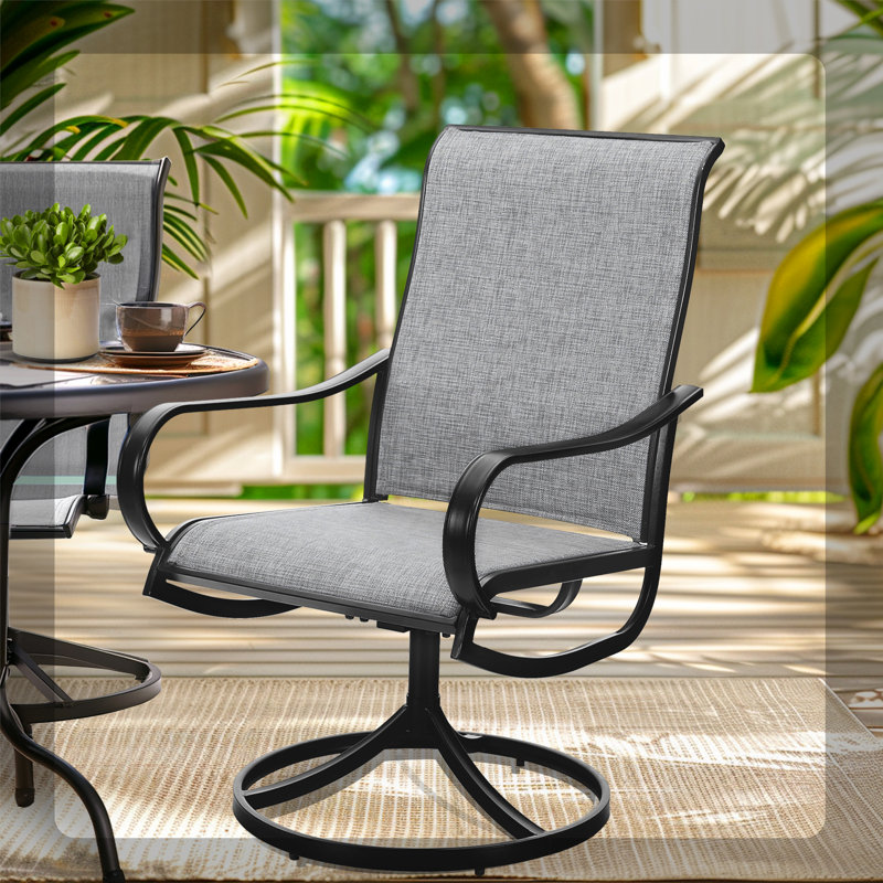 Fauteuil de salle à manger d'extérieur Nako, Gris