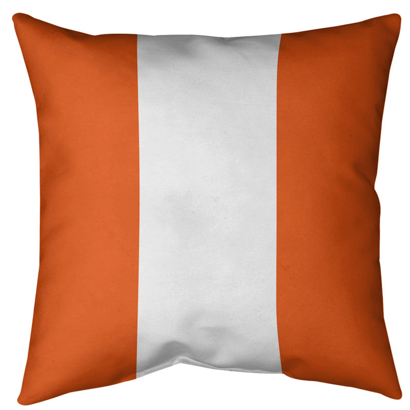 Housse de coussin, Orange / blanc, 18 po x 18 po, Polyester sergé