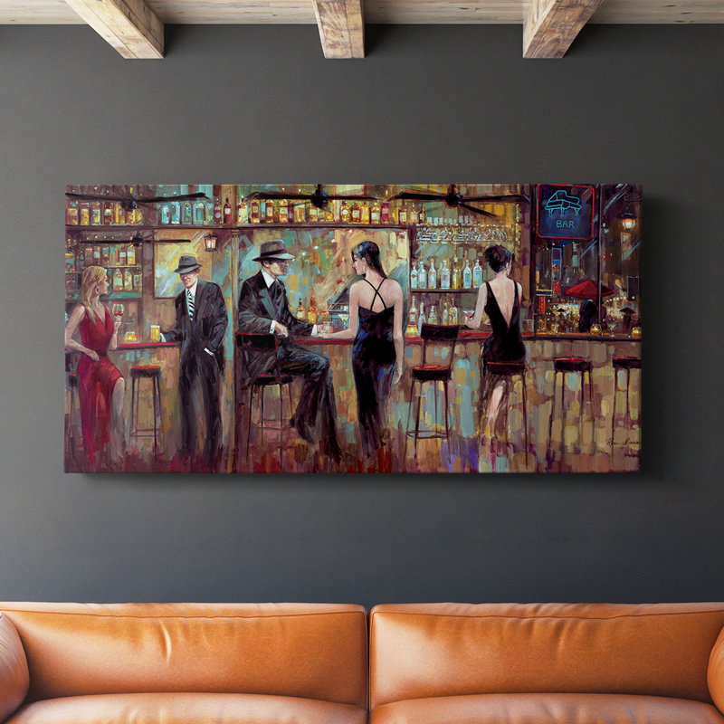 Happy Hour - Toile tendue avec châssis - Prêt à accrocher, H 24 po x l 48 po