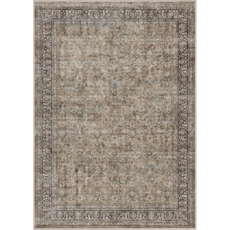 Tapis oriental vert Ervin Delphine, Rectangle 5 pi 3 po x 7 pi 3 po