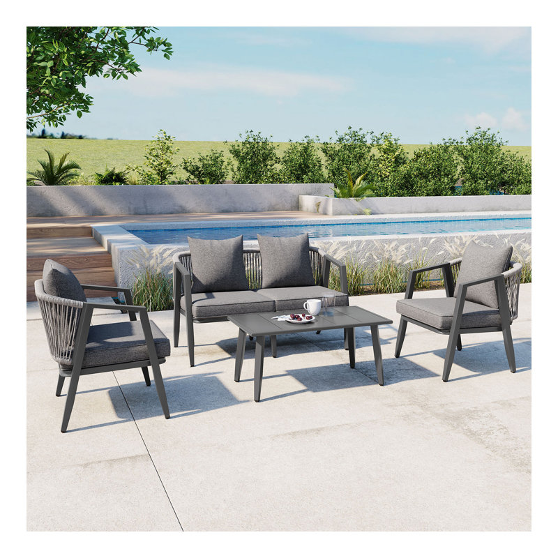 Ensemble de sièges d'extérieur durable et confortable, adapté aux patios, aux pelouses et aux bords de piscine, Gris foncé