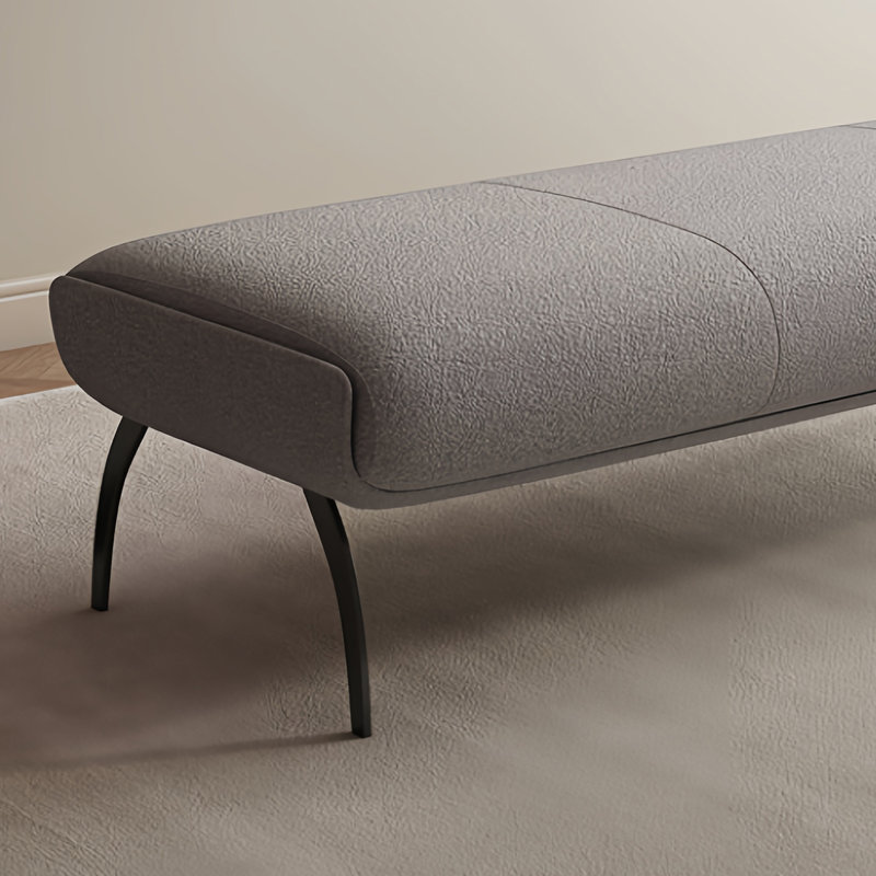 Banc rembourré Tabathe Sherpa, H 17,71 po x l 59,05 po x P 17,71 po, Gris foncé