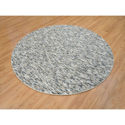 Tapis unique en laine noué à la main 8 pi One-of-a-Kind Vidadi gris / noir
