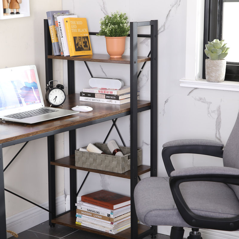 Citlali Writing Desk, Black, Rustic Brown