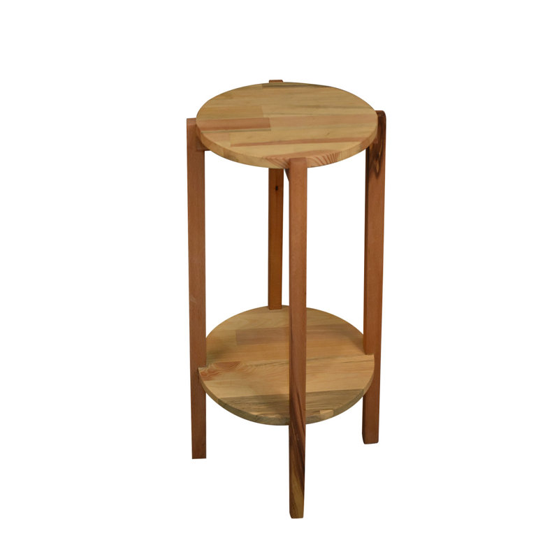 Handmade Modern Side Table, Beech & Pine, 11.8 in Diameter x 30.3 in Height | Flat Varnish Finish | Rustic Scandinavian Design | Perfect for Living Room & Bedroom - Stylish & Functional Furniture Piece