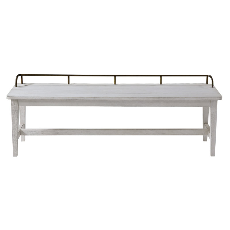 Pendleton Ivory 60'' Transitional Wood Dining Bench with Brass Rail