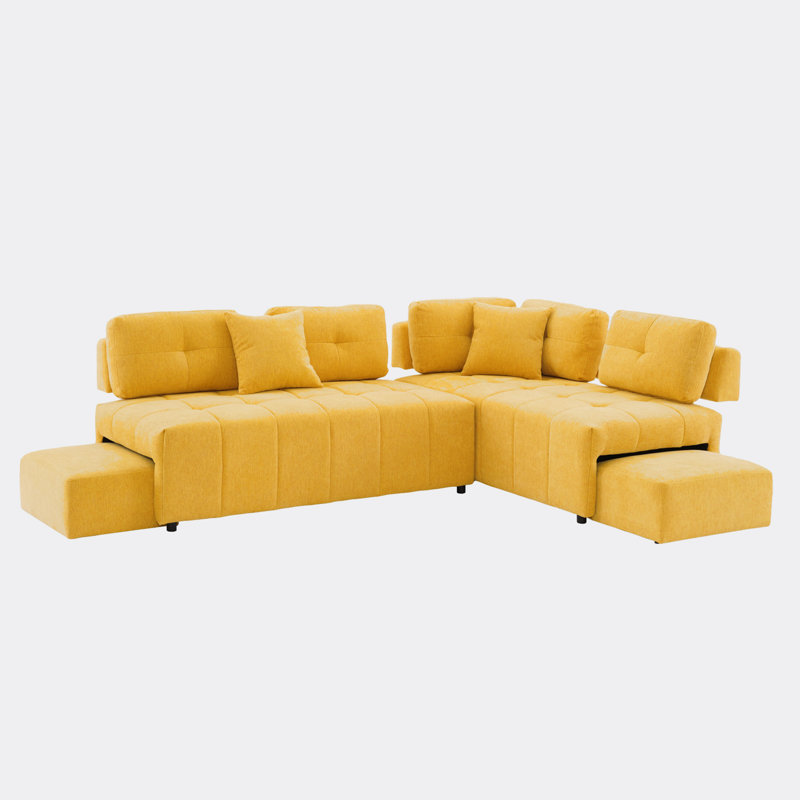 Canapé modulaire rembourré 2 pièces Forh, Chenille jaune