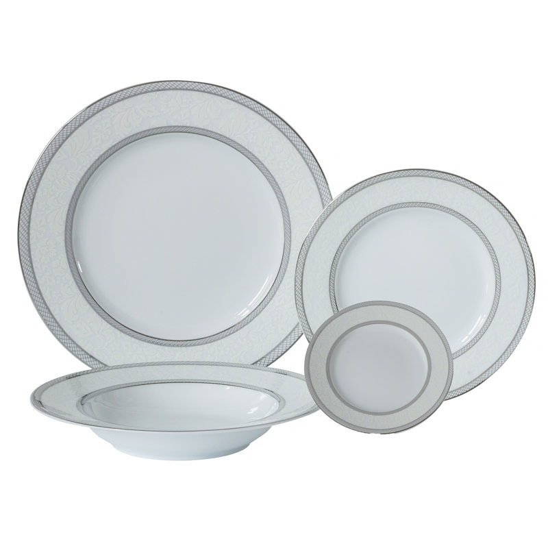 Service de table 24 pièces Floral Lace, Argent / crème