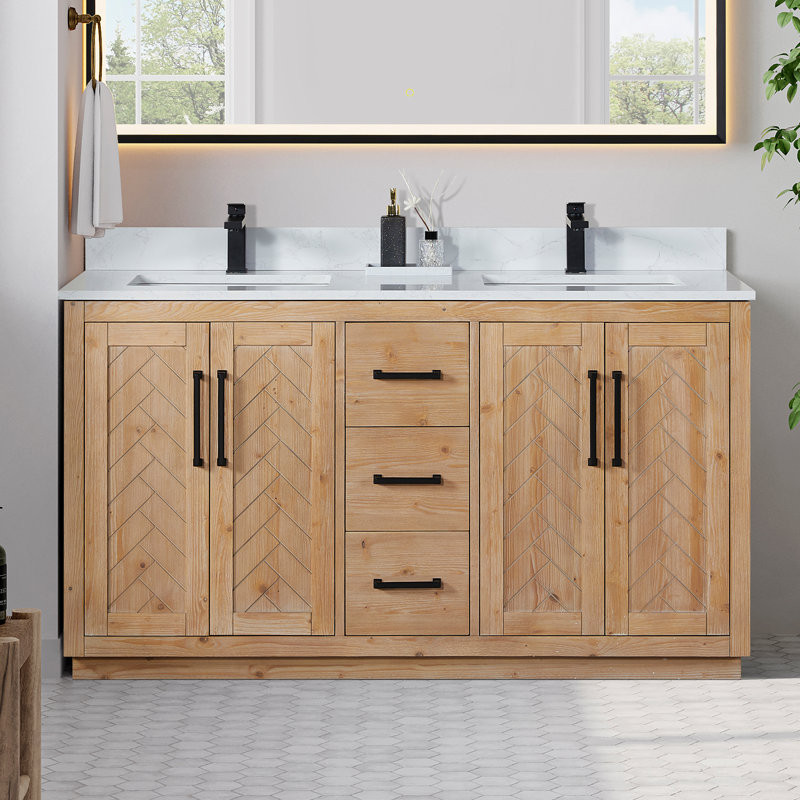 Meuble-lavabo double 60 po avec miroir Anais