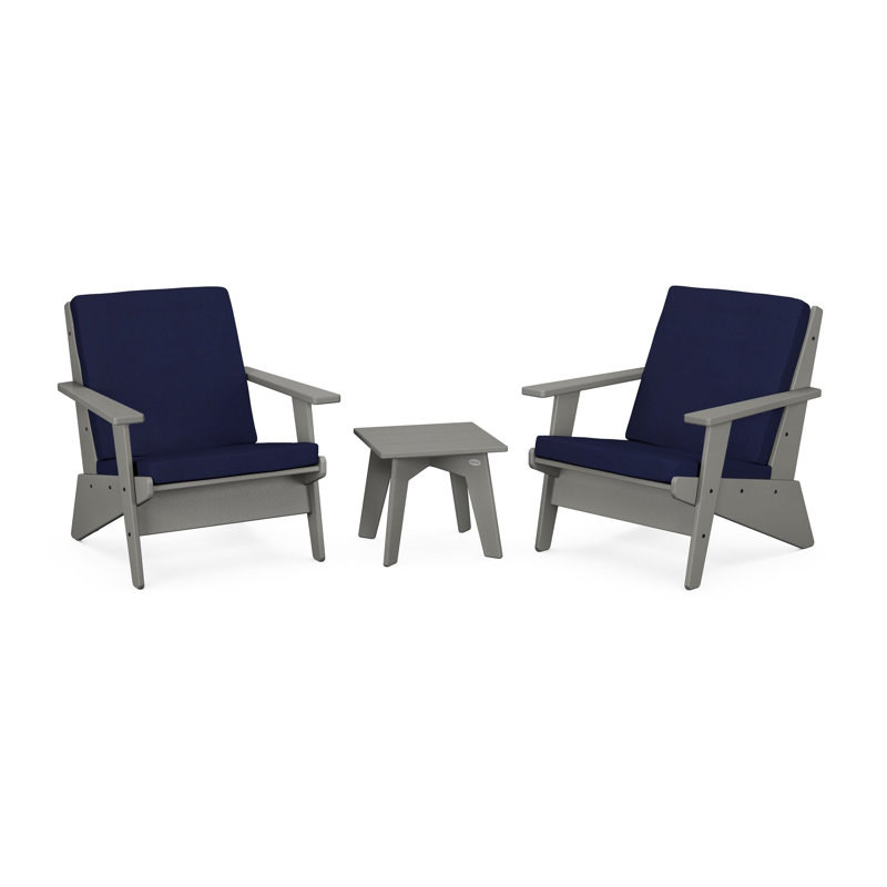 Riviera Modern Lounge 3-Piece Set, Slate Grey, Navy