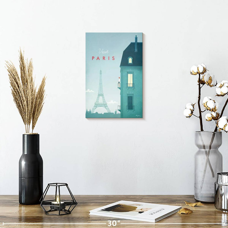 Affiche de voyage rétro Aime Paris, H 12 po x l 8 po
