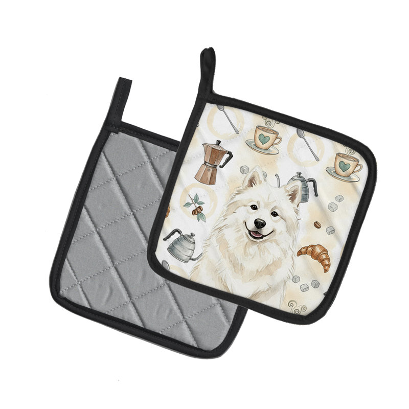 Paire de porte-casseroles crème Samoyed Coffee Bar