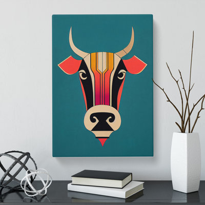 Cow Deco Style - Wrapped Canvas