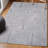 Megane MidCentury Art Deco Striped Arches Two-Tone High-Low Blue/White Rug-1796600648
