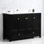 Meuble-lavabo noir pour salle de bain, rangement spacieux avec 4 portes coulissantes et 2 tiroirs, structure en bois massif, fabrication en douceur, fermeture en douceur, portes de salle de bain intemporelles, armoire robuste,