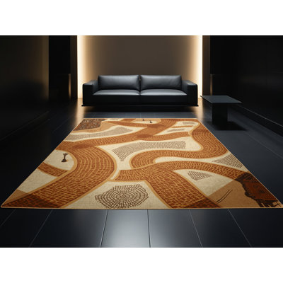 Machine Washable Paublo Montreal Old Port Vintage Vintage Look Rug in Brown – LightBrown Binding