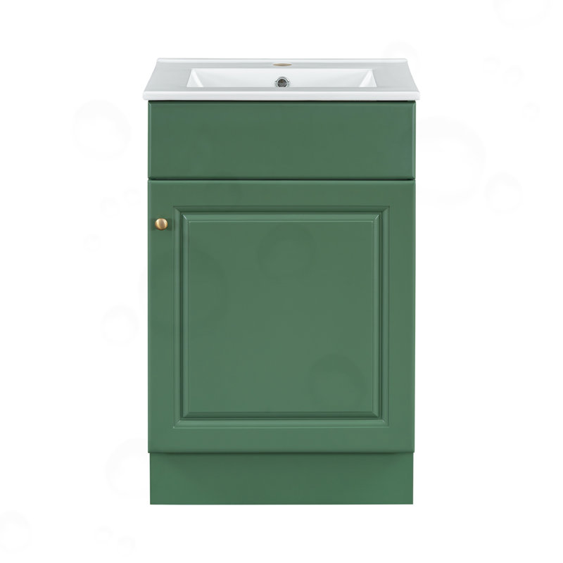Bathroom Vanity with Sink and Adjustable Shelf, Green