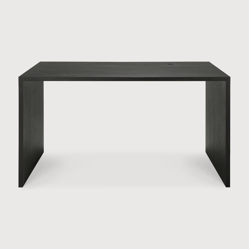 U Solid Wood Writing Desk, 30" H x 55.5" W x 28" D, Oak Black