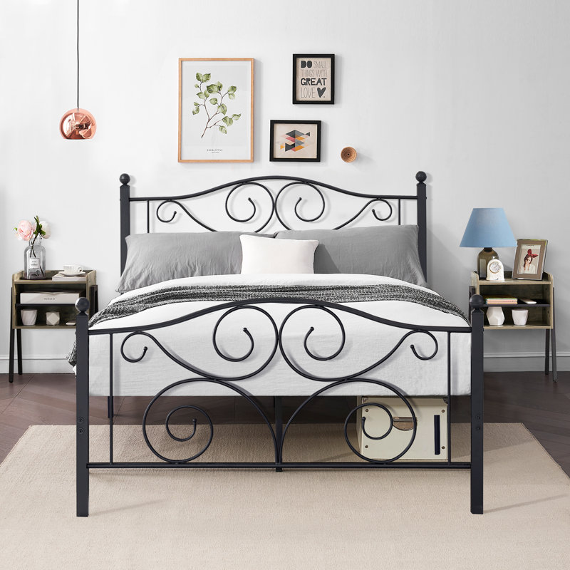 Auxter Steel Piece Bedroom Set, Queen, Black/Gray