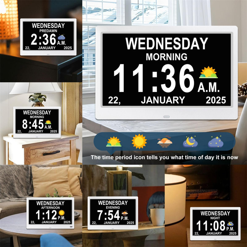 Digital Electric Tabletop Clock in White