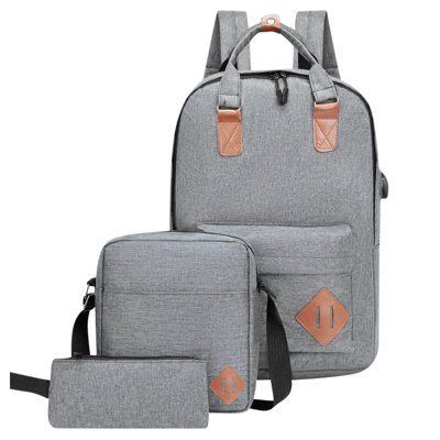 Backpack Backpack Three Piece Set, Large Capacity USB Student Backpack, Suitable For School And Outdoor Travel, Computer Bag For Men And Women With Large Capacity