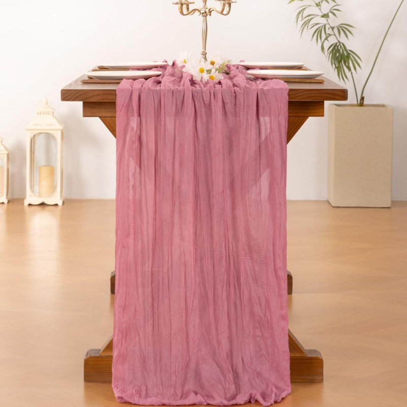 Chemin de table en étamine Cheesecloth, L 35 po x l 122 po, Rose