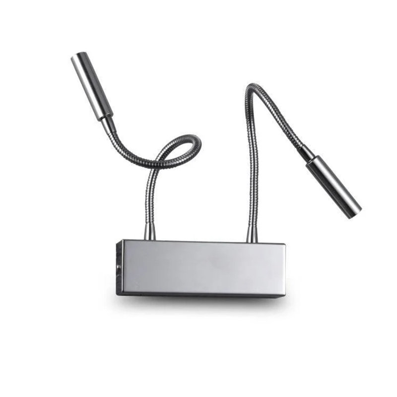 UltraBeam Wall Mounted Bedroom Reading Light With Flexible Arms Chrome Finish 2 Watt 3000k Warm White LED
