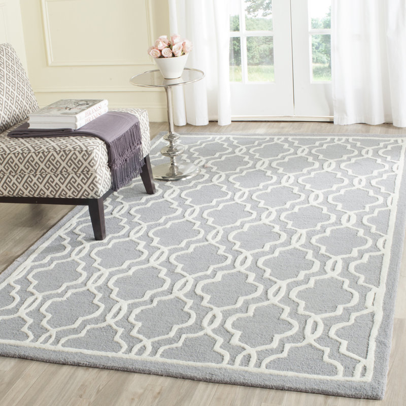 Cannen Hand Tufted Wool Geometric Rug, Rectangle 5' x 7'