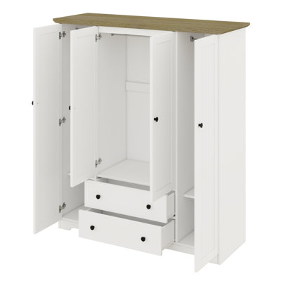 Armoire penderie 4 portes avec 2 tiroirs