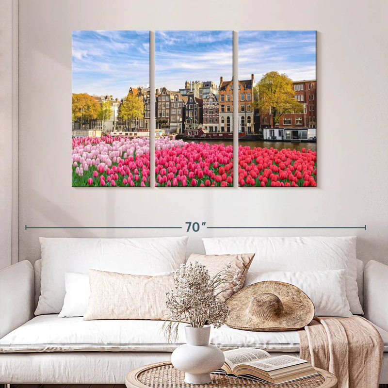 Tulipes du canal Sirci à Amsterdam, H 32 po x l 50 po
