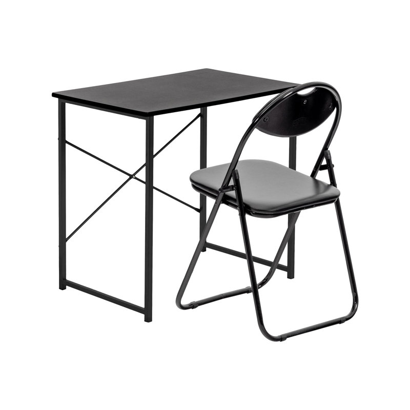 Harbour Housewares - Wooden Desk & Chair Set, Black