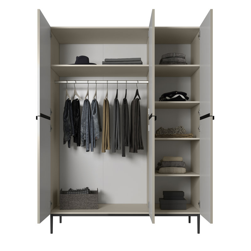 NICOLE SZAFA 150 3D Wardrobe, Cream/Black