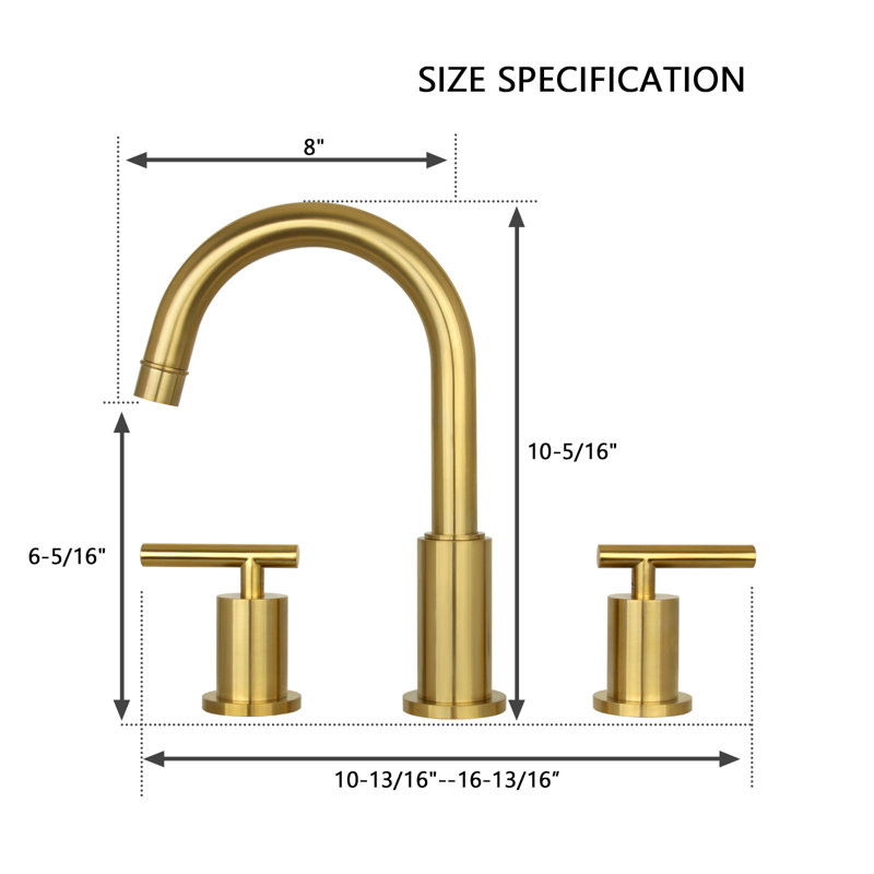 Widespread 2-handle Bathroom Faucet, Brass Gold
