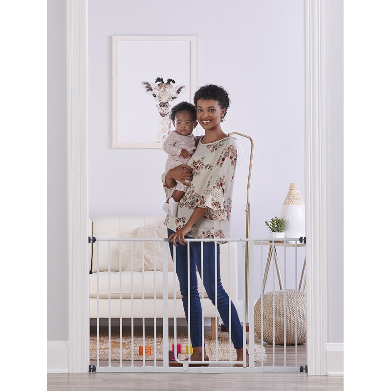 Extra Wide White Metal Walk-Through Baby Gate