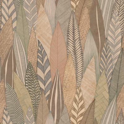 SAMPLE-Duplantis Fern and Feathers 18.86' L x 18" W Smooth Peel and Stick Wallpaper Roll