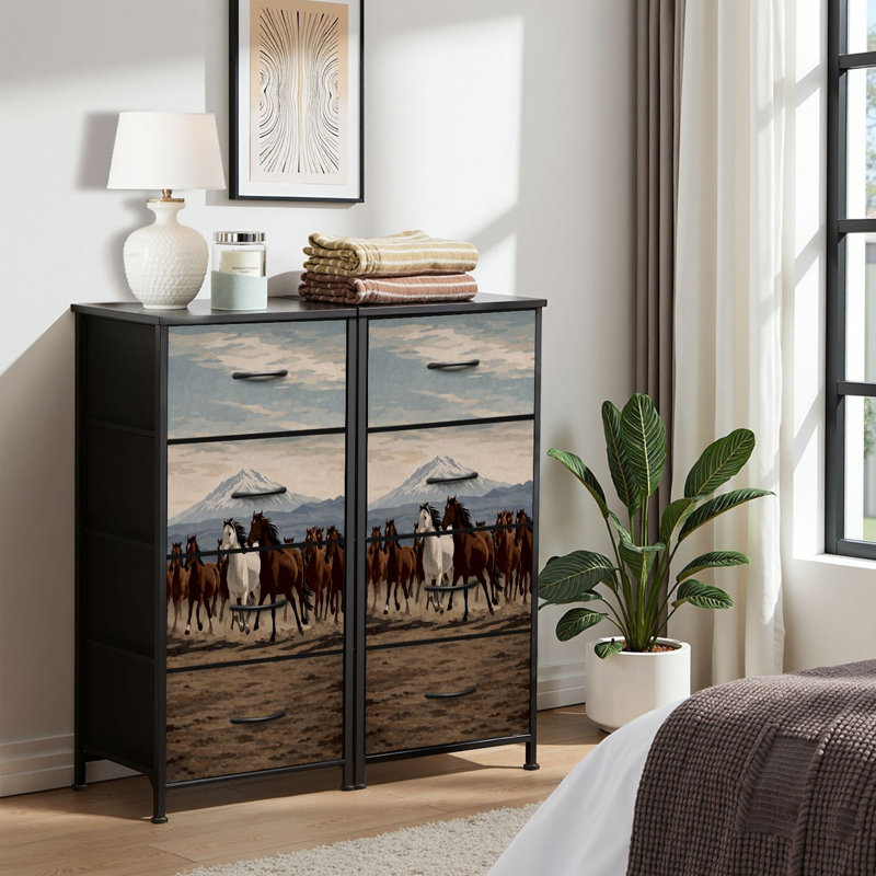 4 Drawer Dresser for Bedroom, Narrow Chest of Drawers, Wooden Top and Study Iron Frame 18"x37.5"-(WxH)